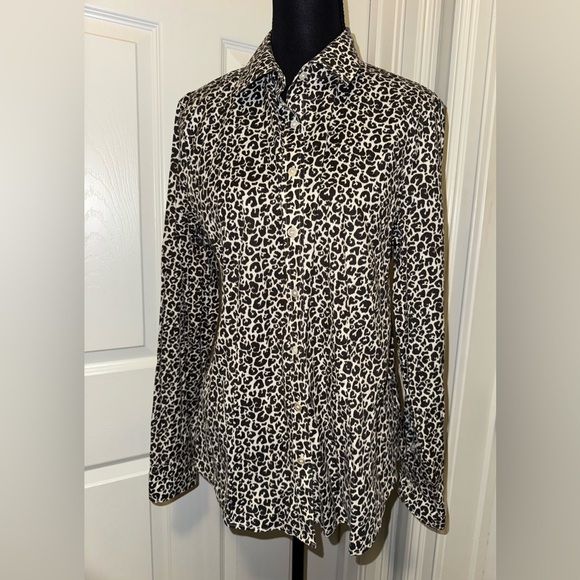 Talbots Black and White Animal Print Button Down Shirt - Picture 1 of 7